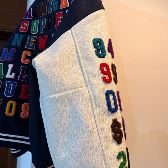 Supreme Praises Varsity Navy Blue Padded Jacket - Picture 9 of 12